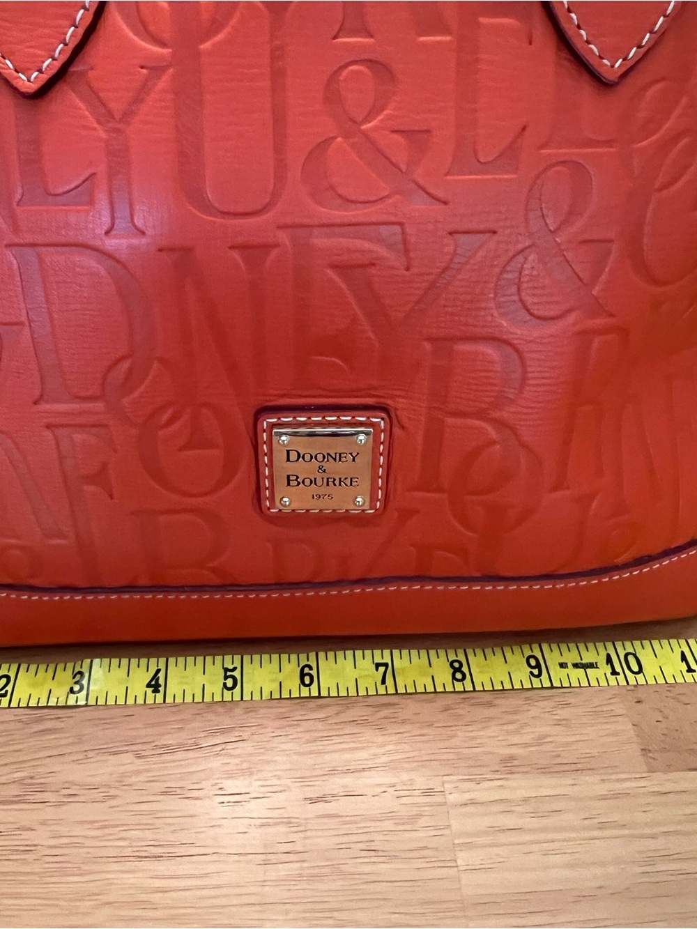 Dooney & Bourke Bright Orange Embossed Logo Satchel - Picture 2 of 15